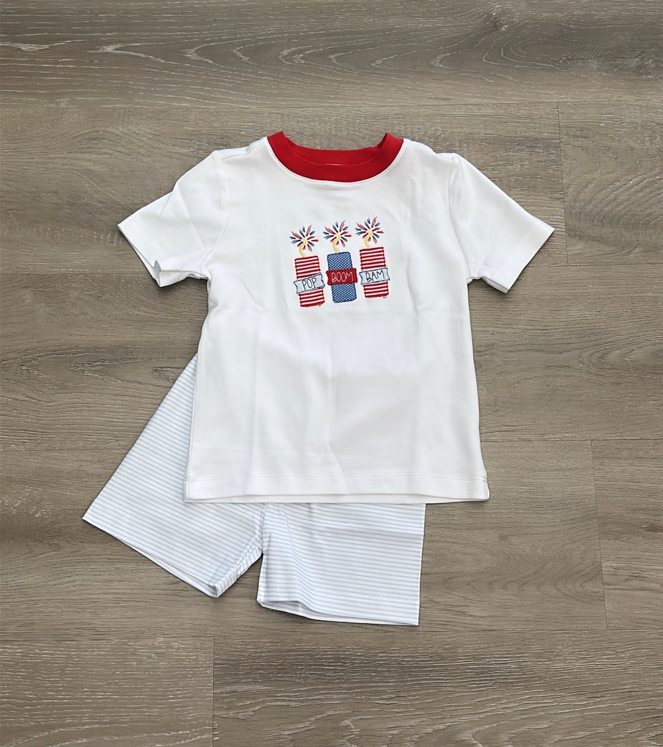 Pop!Boom! Bam! Applique Red Toddler Short Set