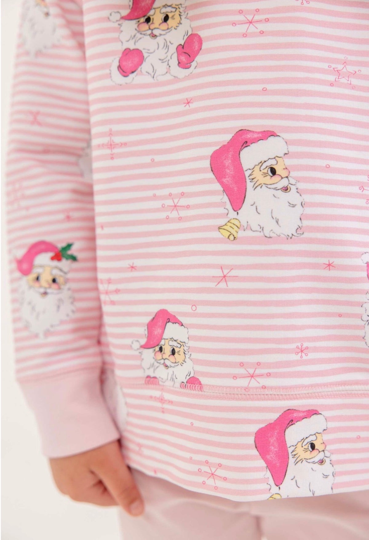 Cassidy Comfy Crewneck-Girls-French Terry-Dear Santa (Palm Beach Pink Stripe)/Palm Beach Pink