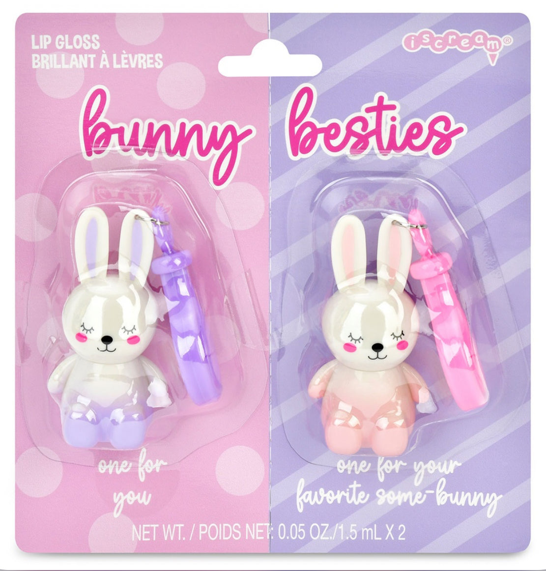Bunny Besties Lip Gloss Key Chains - 2 pieces
