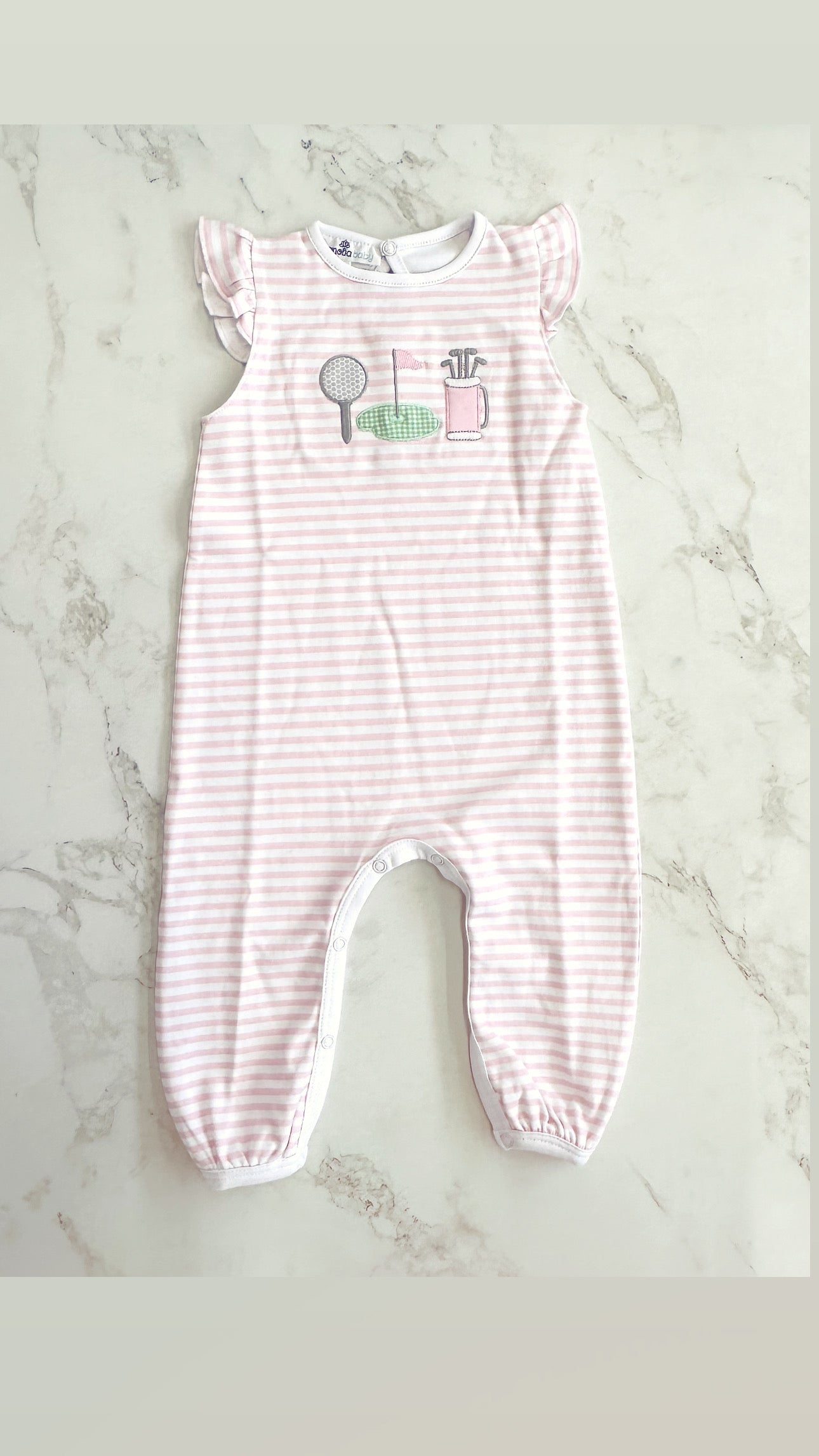 Putting Green Appliqué Pink Flutters Playsuit