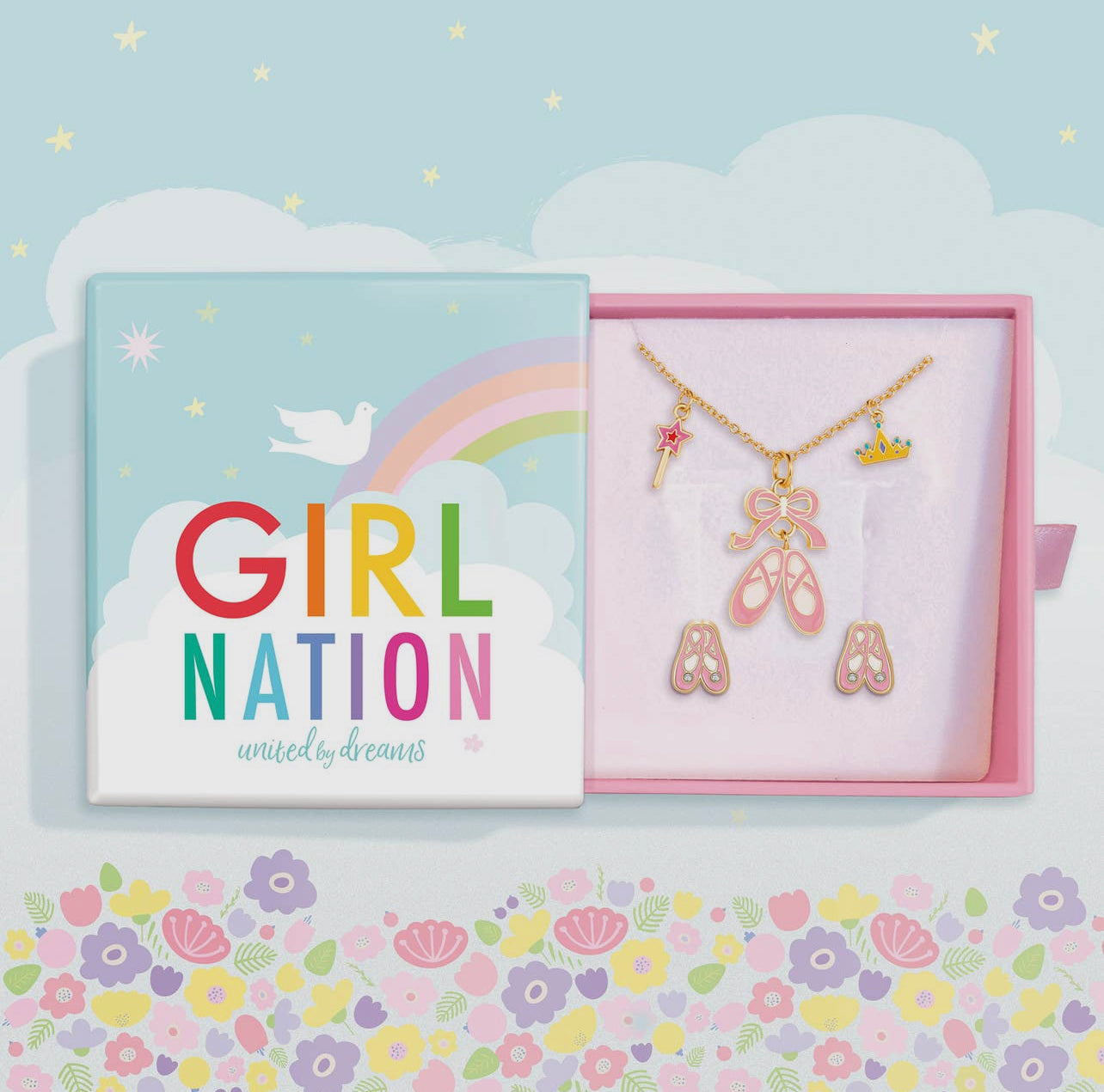 Charming Whimsy Necklace and Earring Gift Set-Ballet Shoes