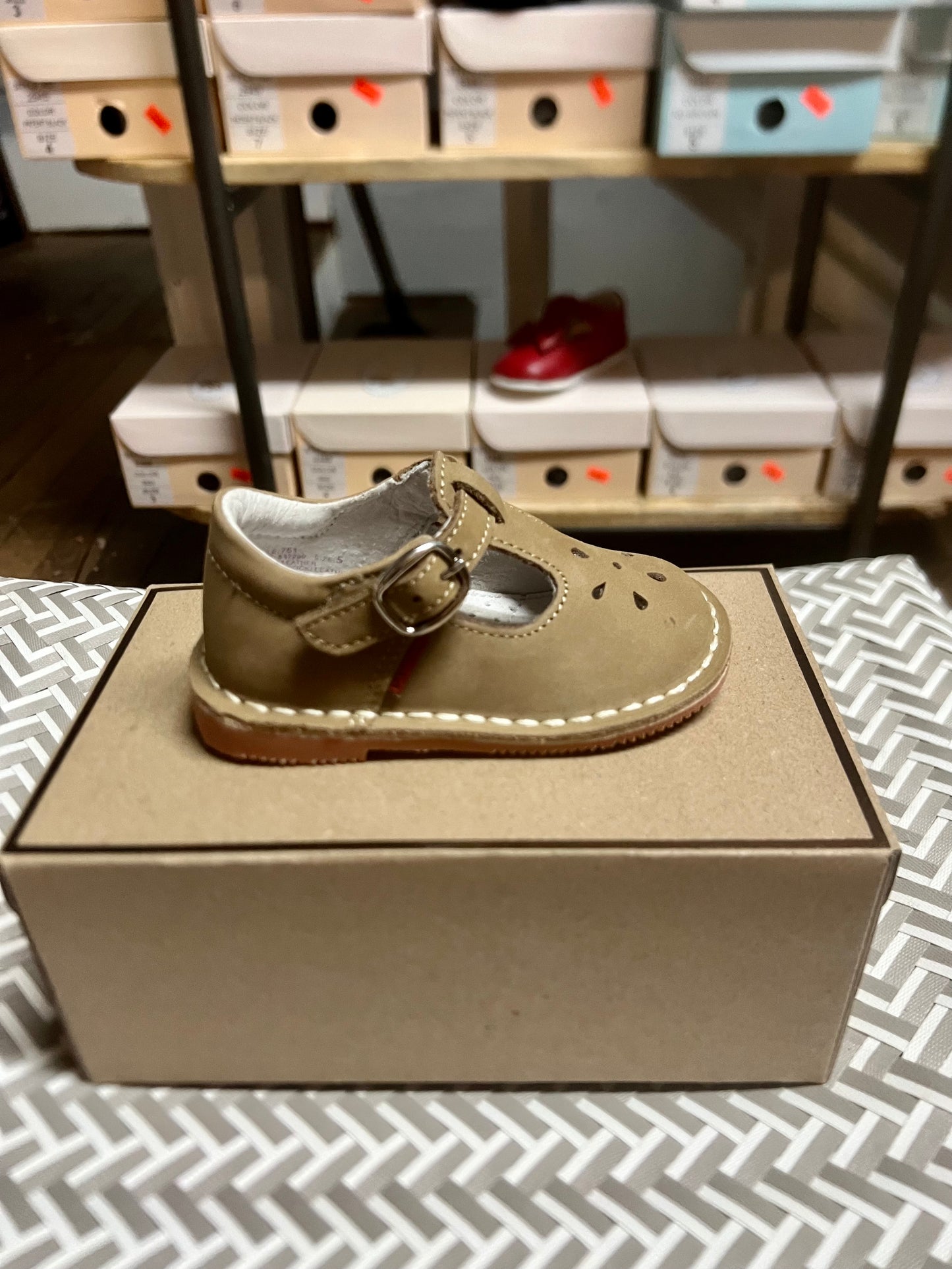 Khaki Joy Stitch Down Mary Jane Shoes