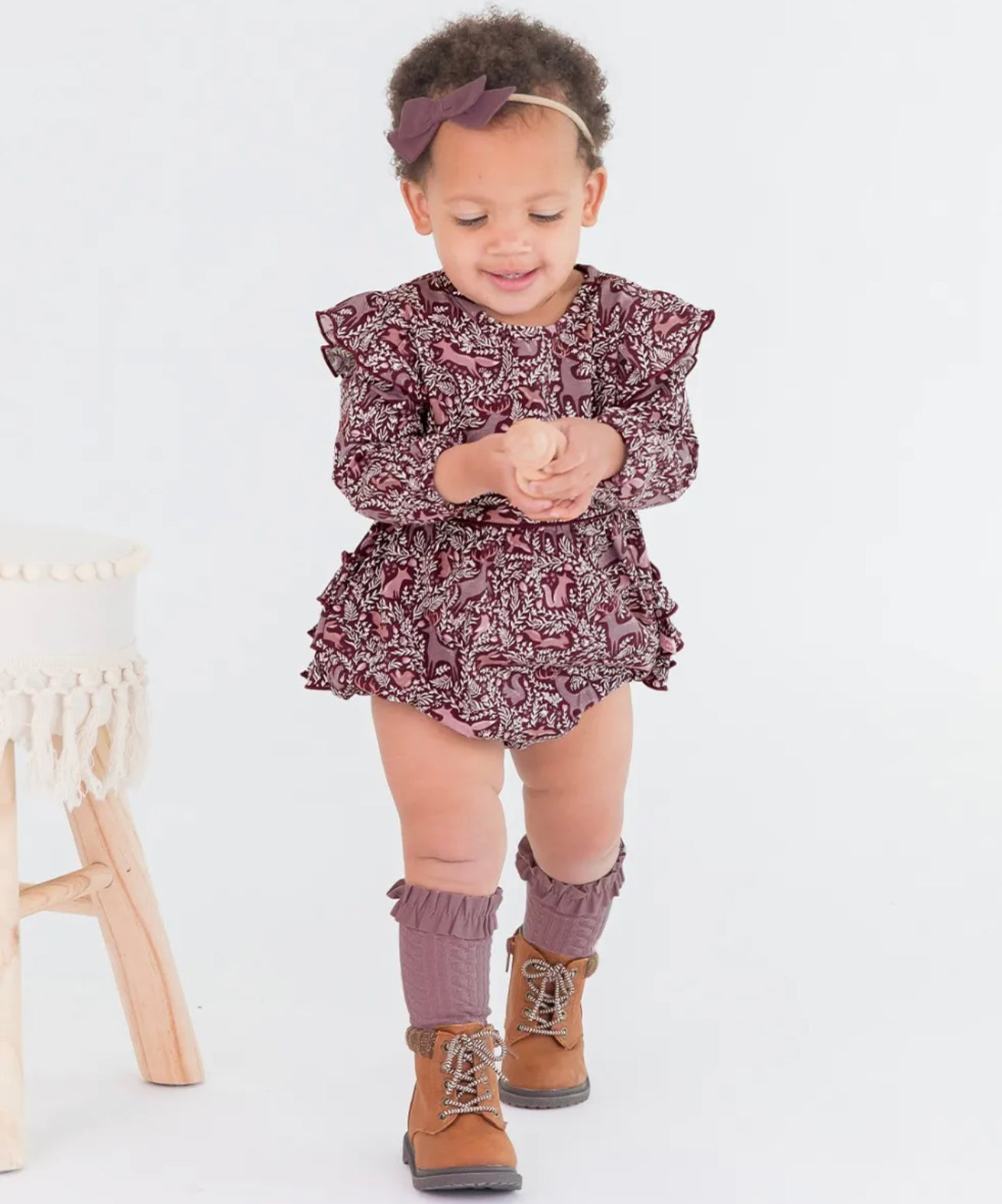 Dancing Critters Knit Long Sleeve Flutter Bubble Romper