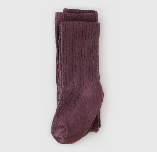 Dusty Plum Cable Knit Tights