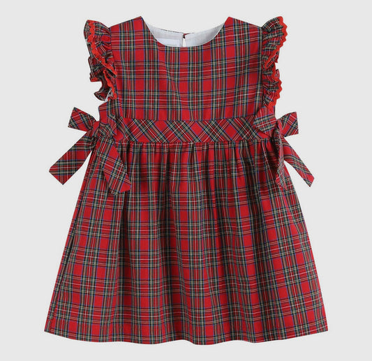 Christmas Plaid Ruffle Sleeve Dress