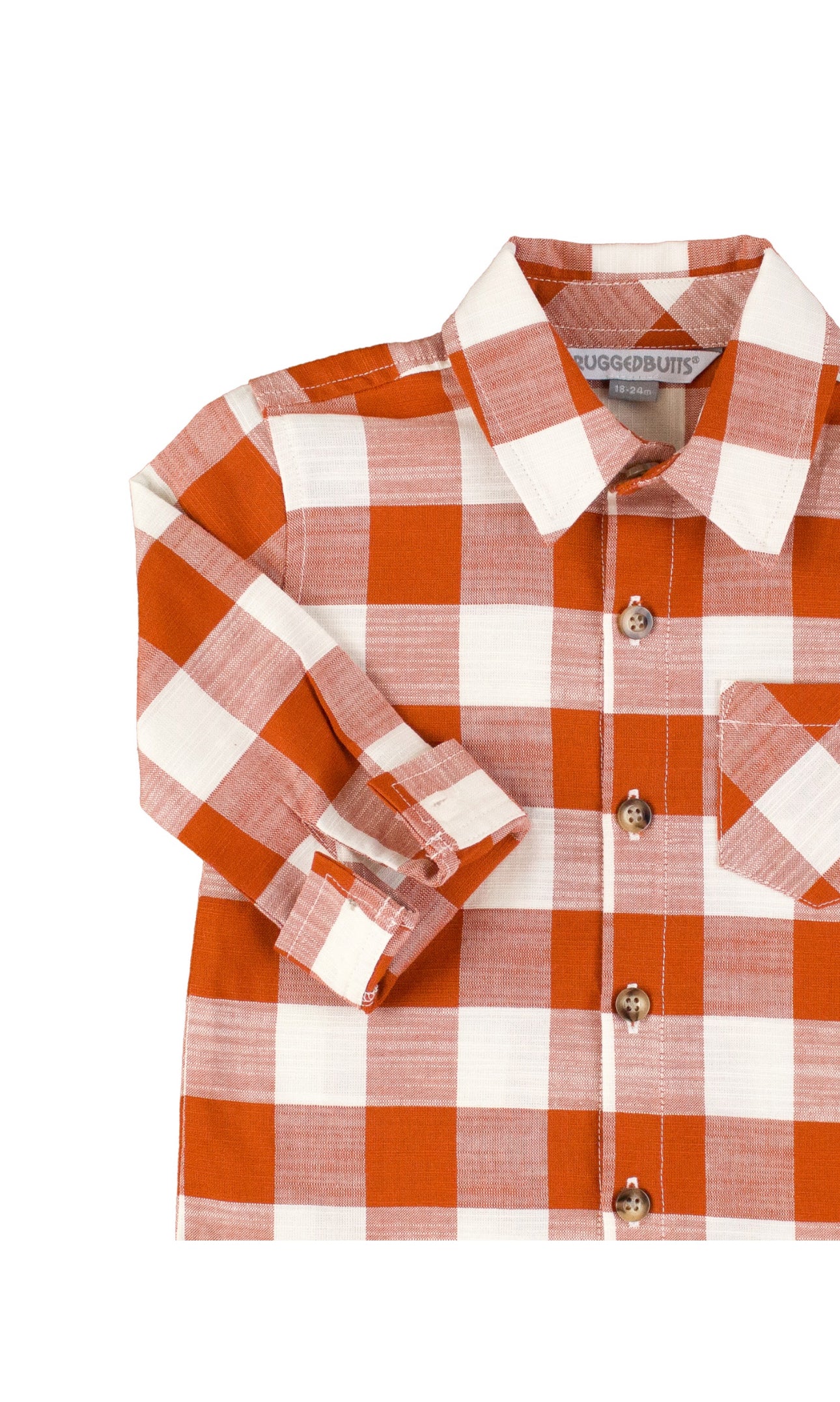 Long Sleeve Button Down- Rust Plaid