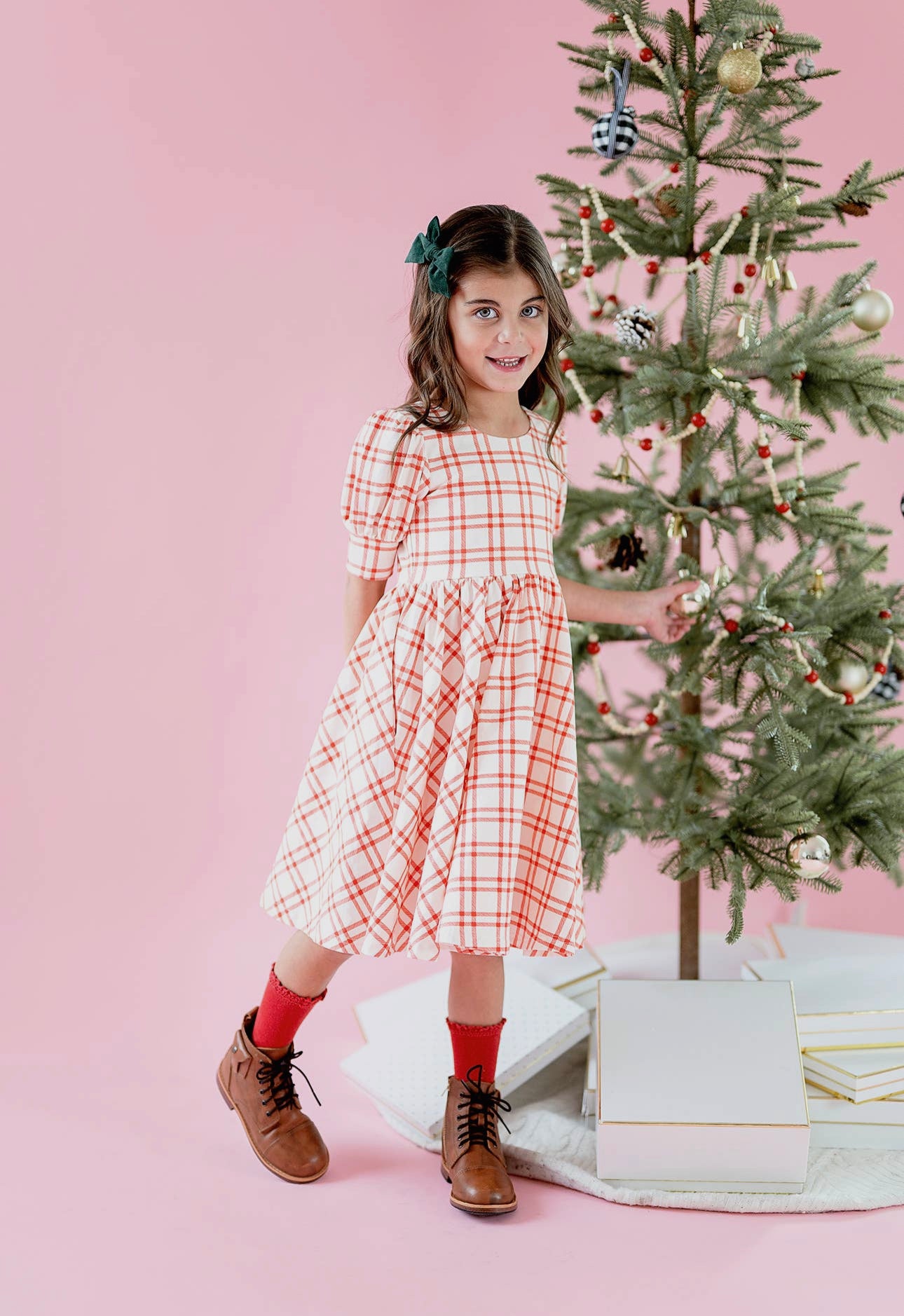 Puff Dress in Scarlet Plaid