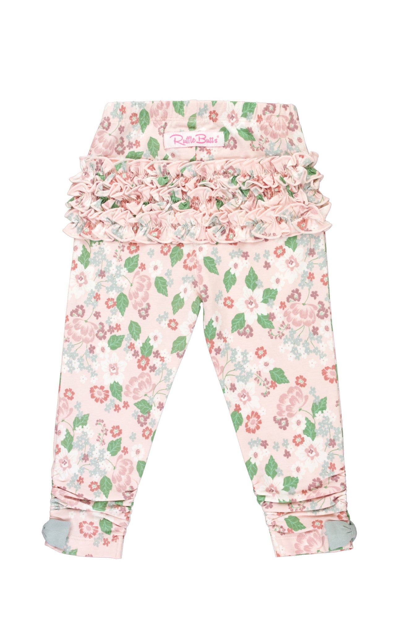 Baby Ruched Bow Leggings, Blushing in Pink