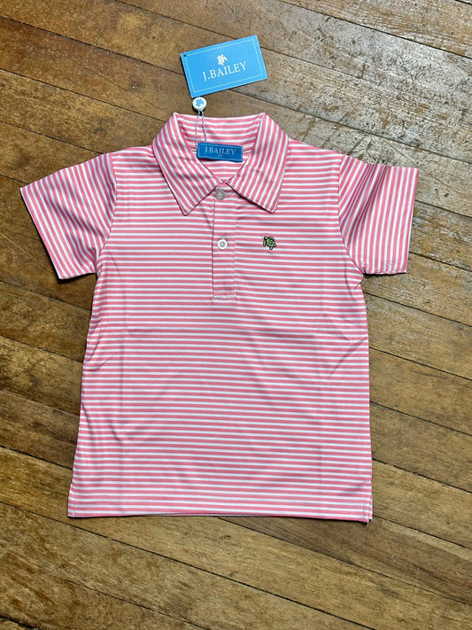 Henry Performance S/S Stripe Polo, Shrimp