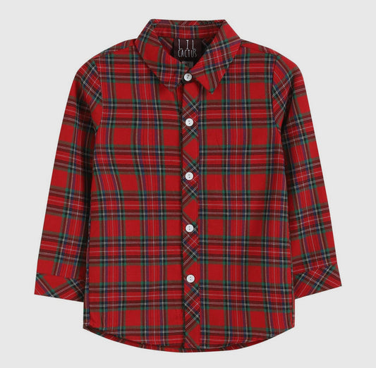 Red and Green Tartan Boy Dress Shirt