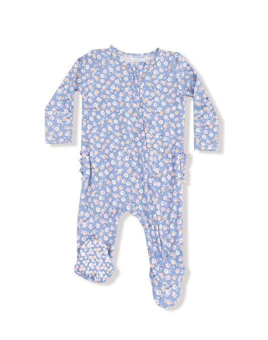 Country Calico-2 Way Zipper Ruffle Back Footie