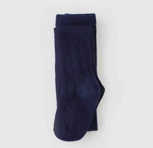 Navy Cable Knit Tights