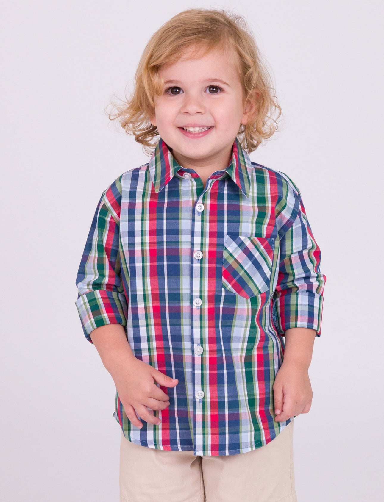 Long Sleeve Button Down-Prep School Plaid