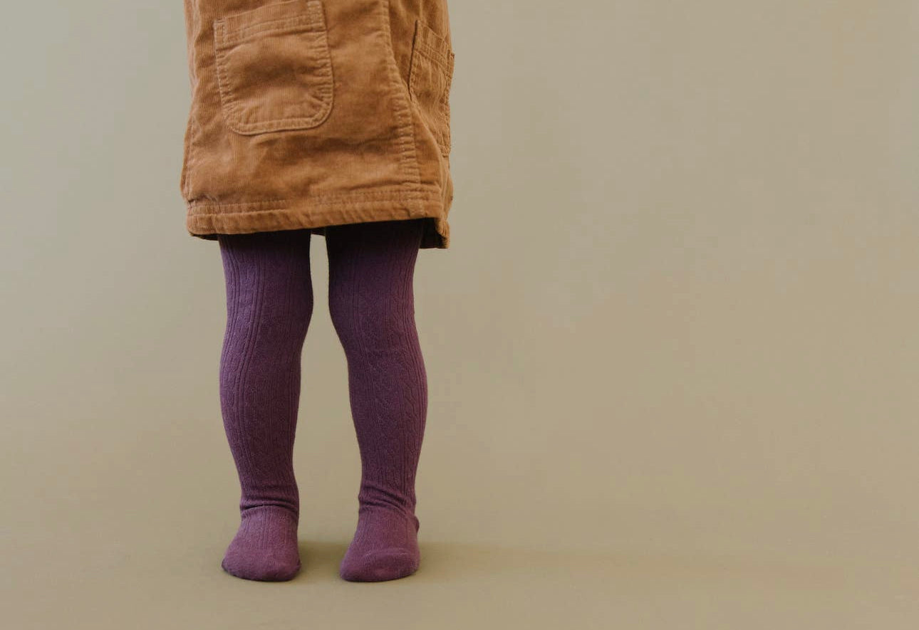 Dusty Plum Cable Knit Tights