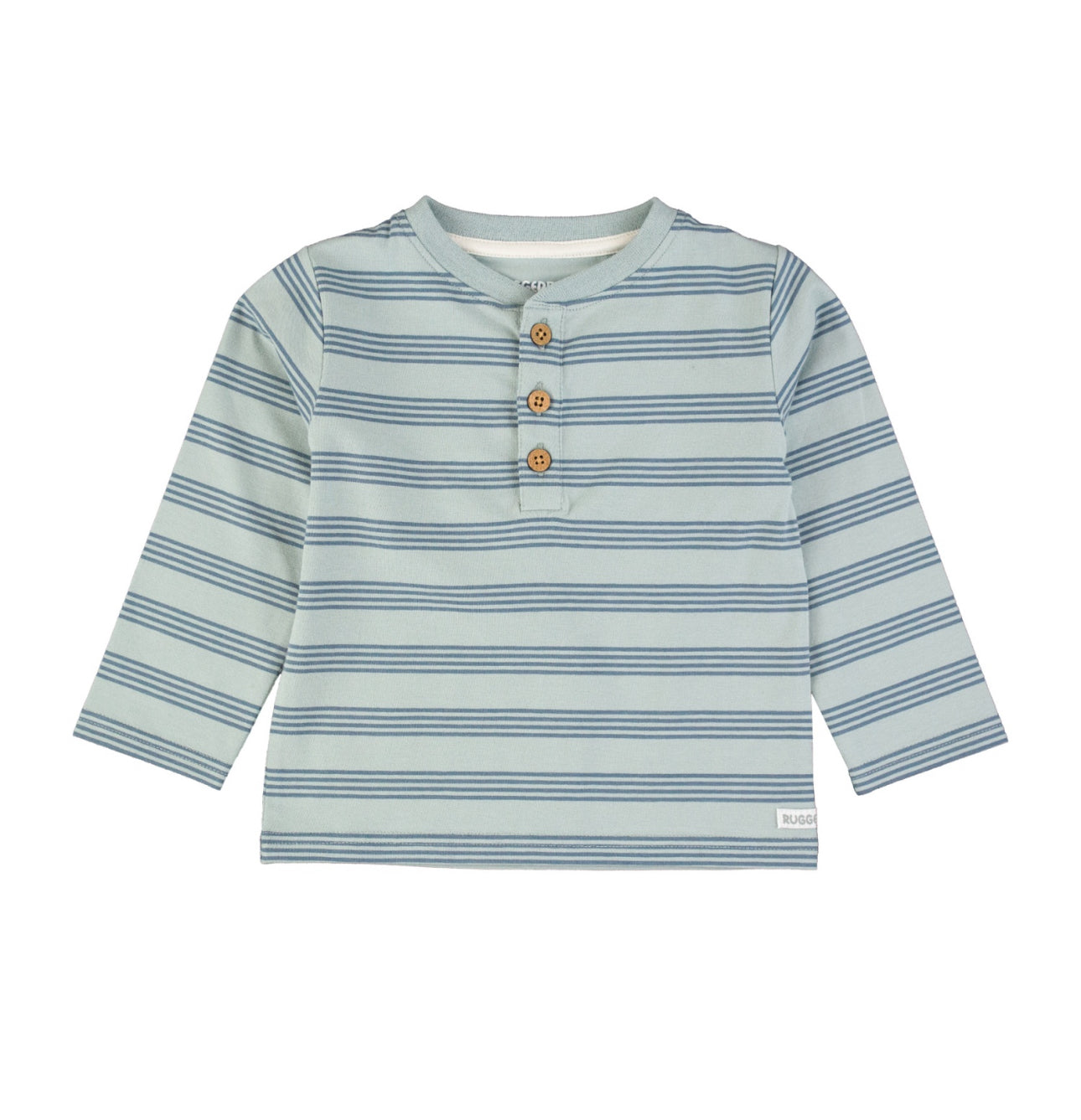 Knit Long Sleeve Henley Tee, Cloud Blue Multi Stripe