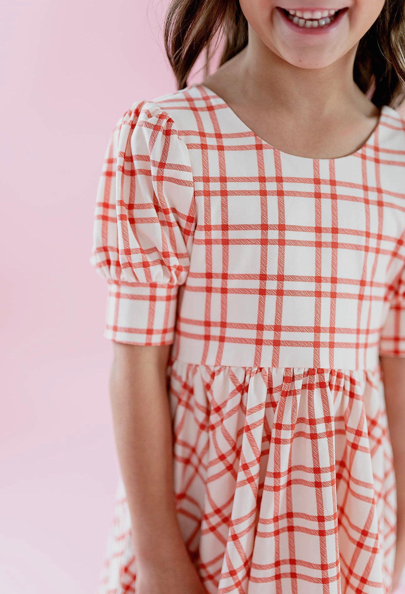 Puff Dress in Scarlet Plaid