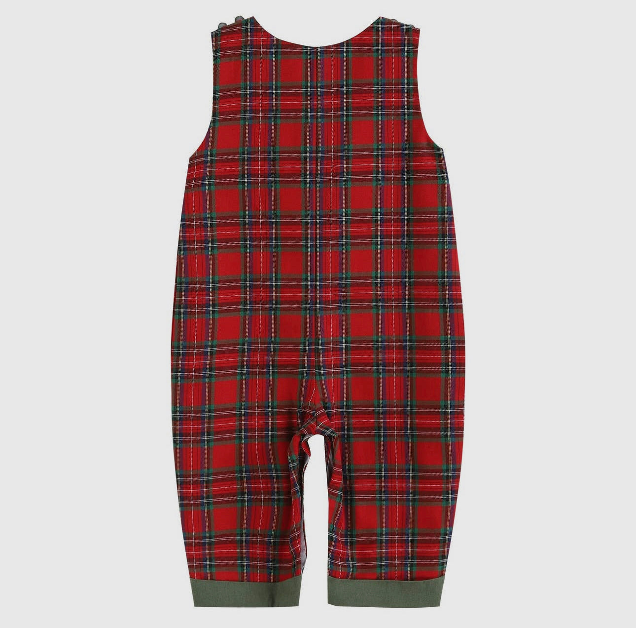 Red Plaid Truck and Tree Smocked Overalls