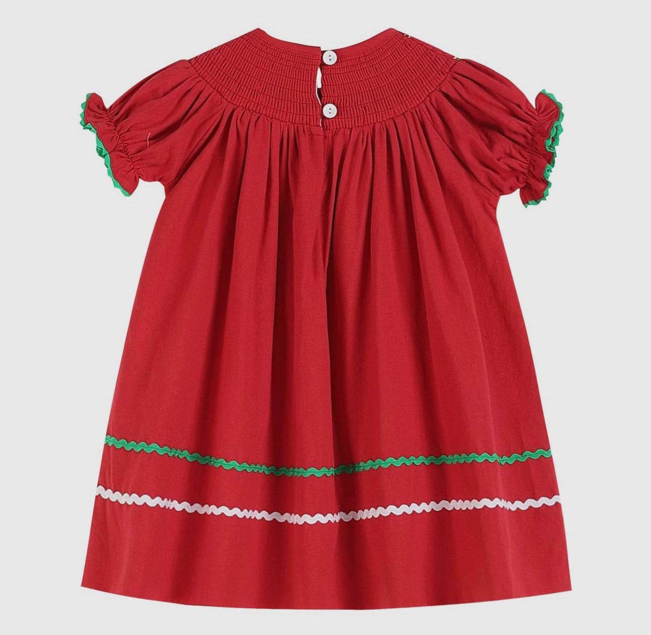 Red Christmas Tree Smocked Dress