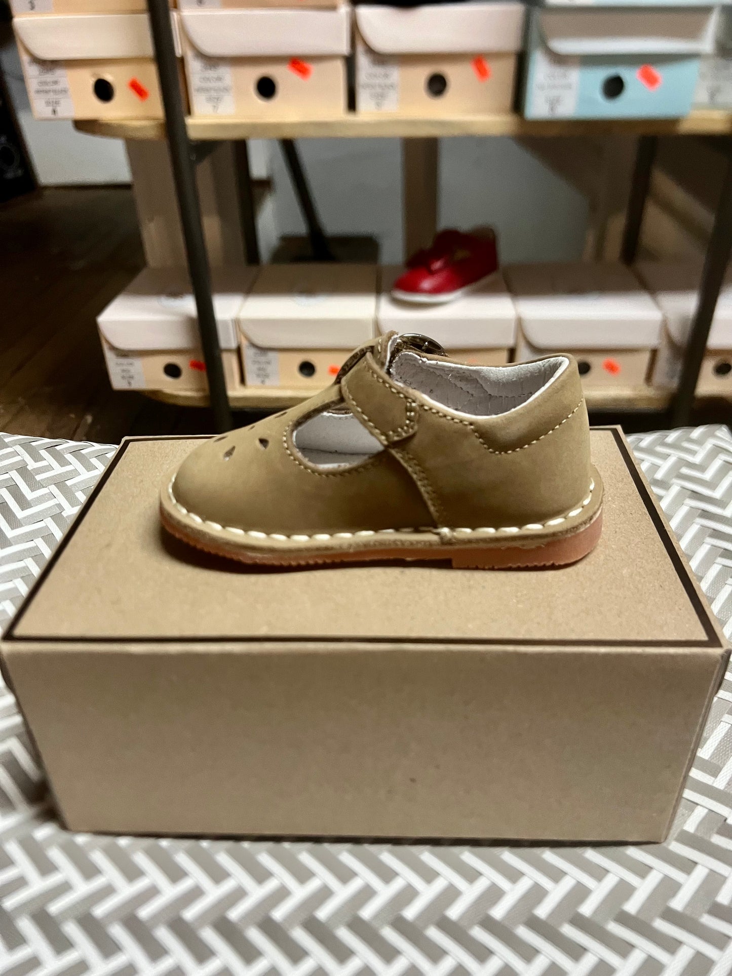 Khaki Joy Stitch Down Mary Jane Shoes