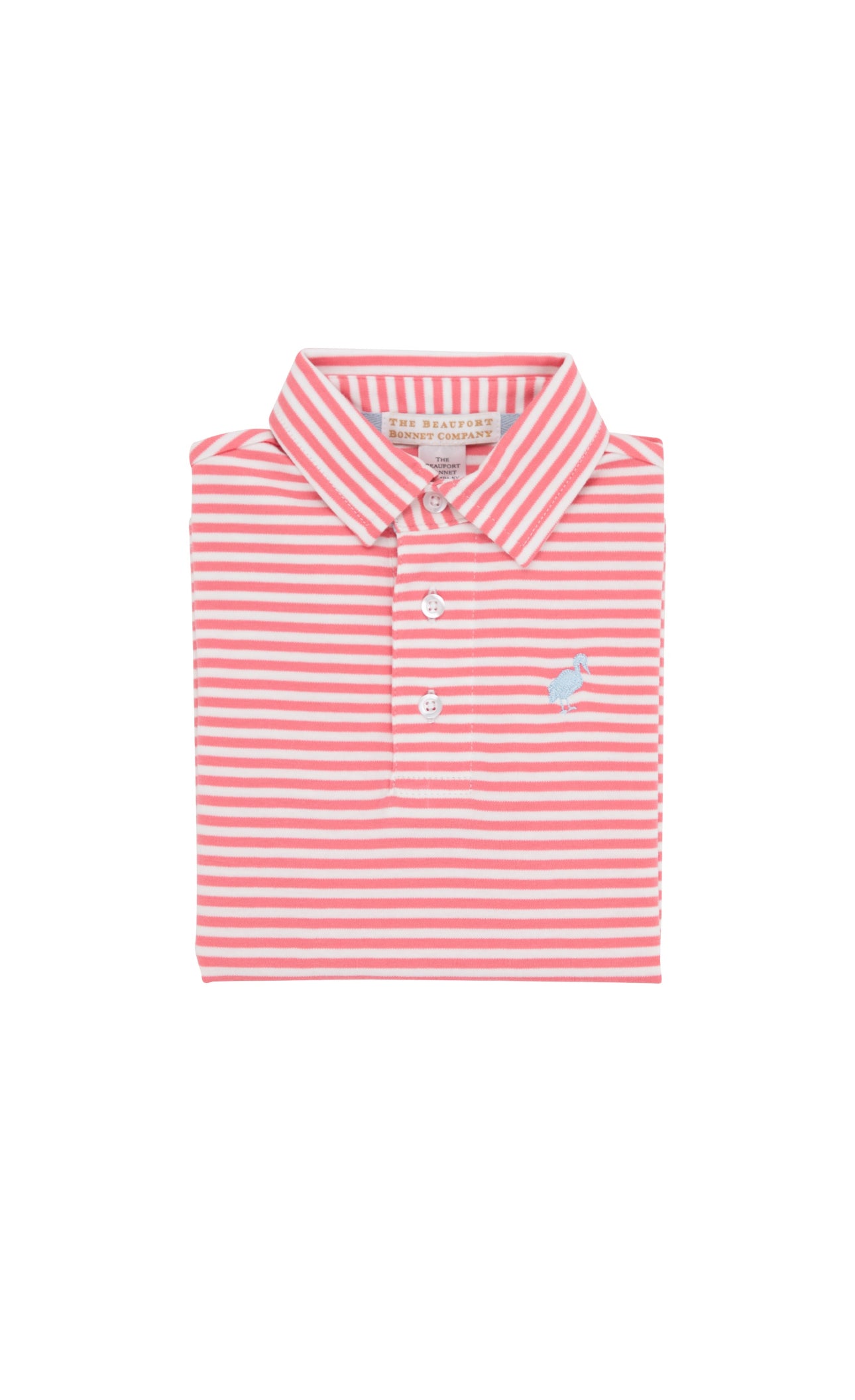 Prim and Proper Polo SS-Pima, Parrot Cay Coral Stripe, Buckhead Blue