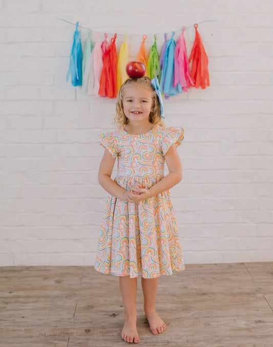 Olivia Dress in Primary Rainbow