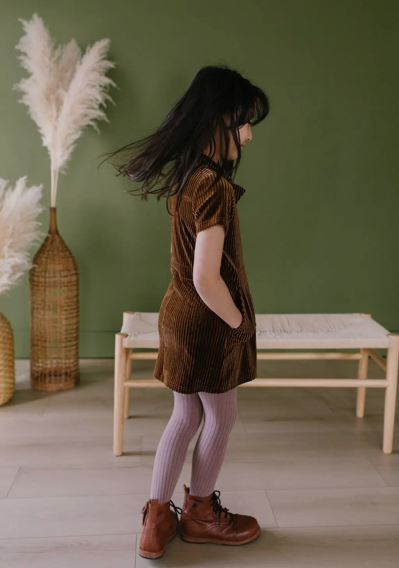 Corduroy Dress in Wood