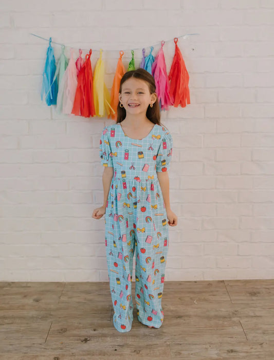 Puff Leggy Romper in Back to School