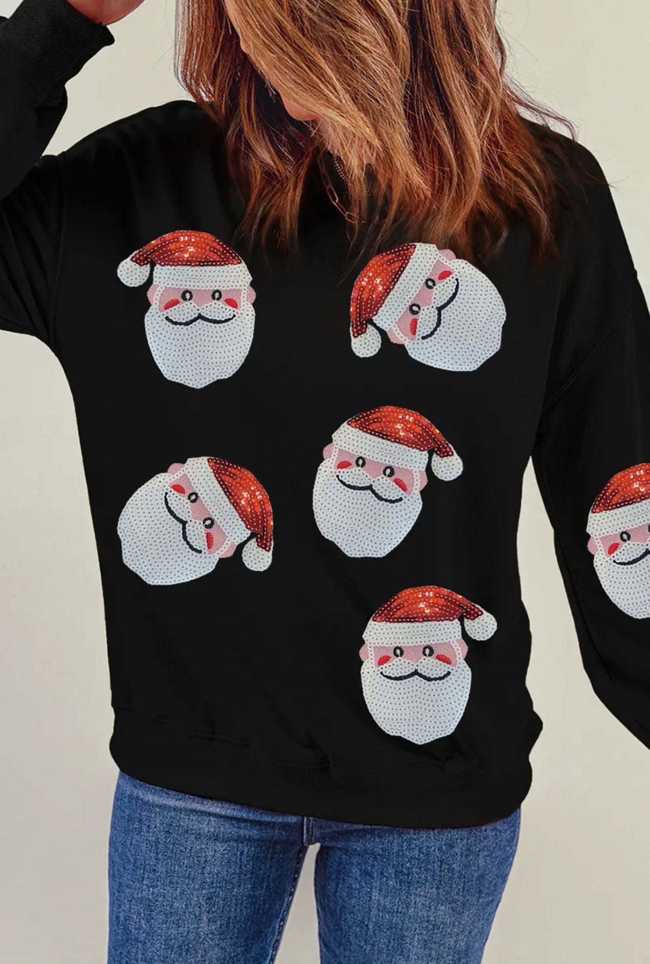 Sequin Santa Clause Graphic Sweatshirt