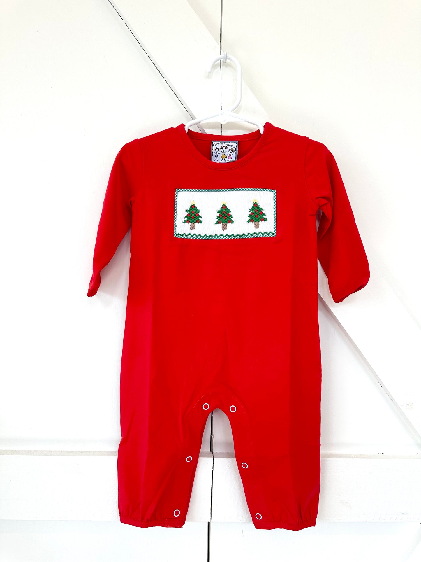 Christmas Tree Smocked Boy Romper