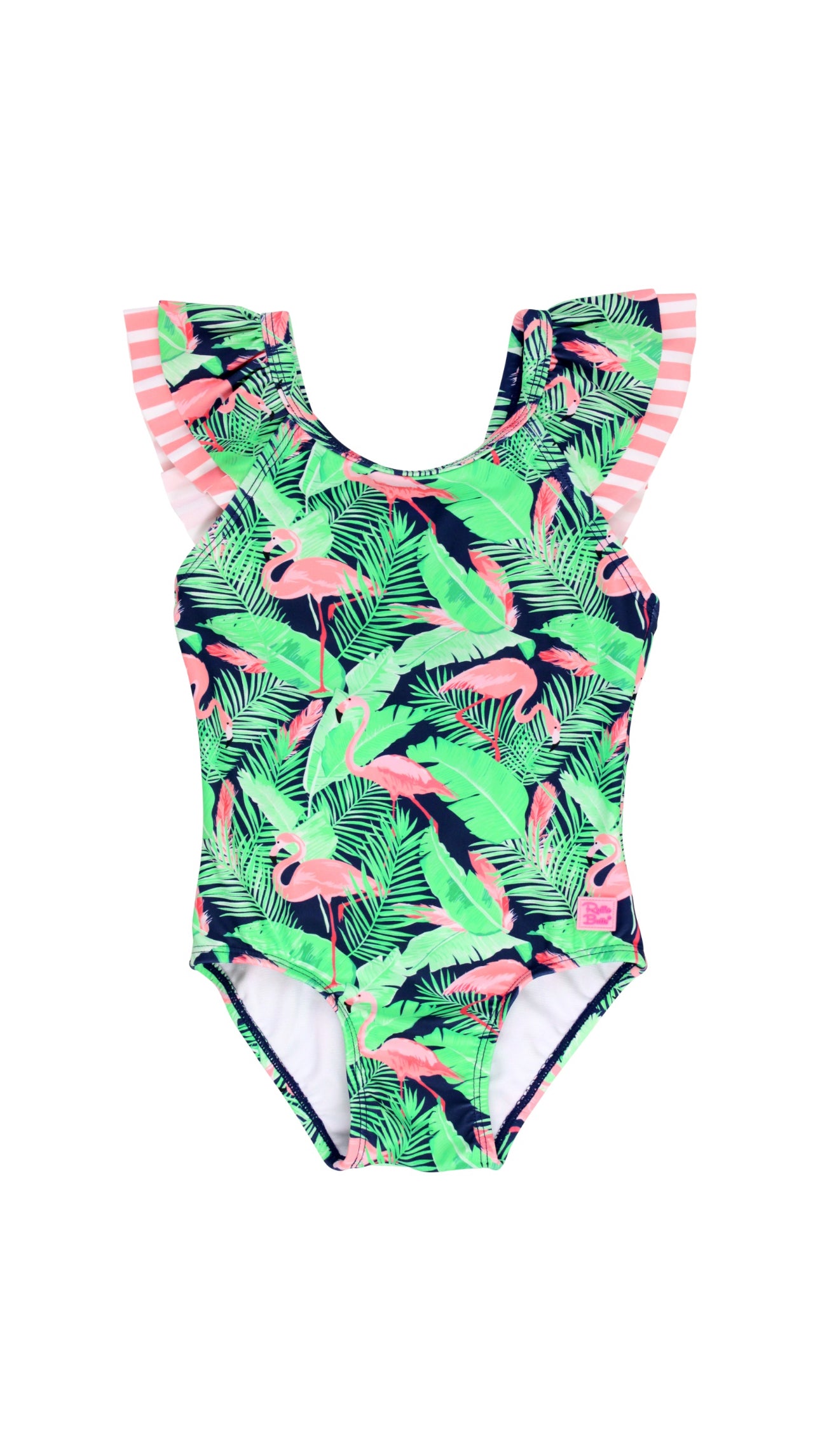 Ruffle V-Back One Piece-Flamingo Frenzy