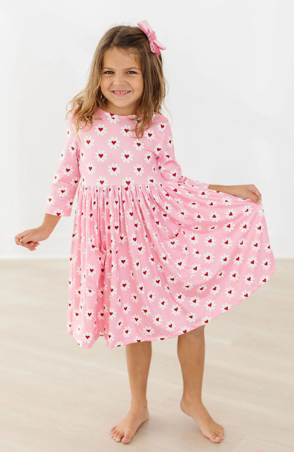 Daisy Delight 3/4 Sleeve Pocket Twirl Dress