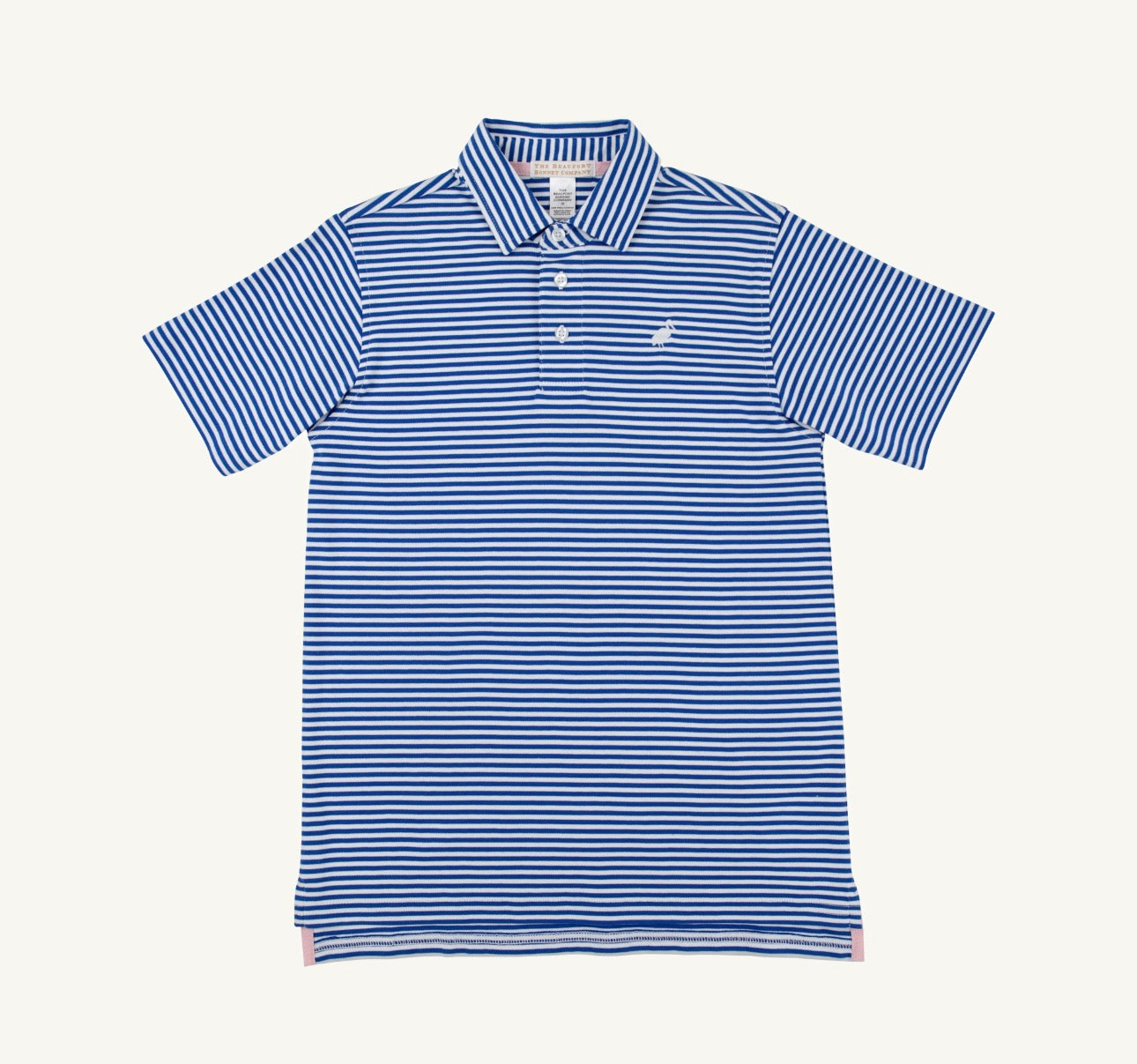 Prim and Proper Polo-SS PIMA- Rockefeller Royal Stripe/Worth Ave White
