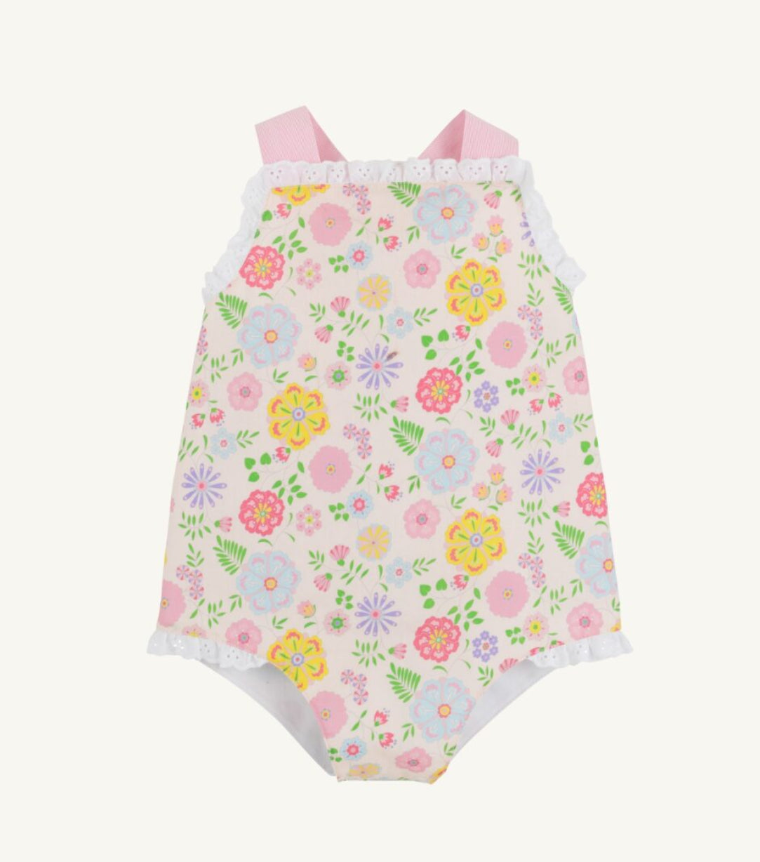 Sisi Sunsuit-Broadcloth-Boca Grande Begonia/Hamptons Hot Pink Pique Stripe