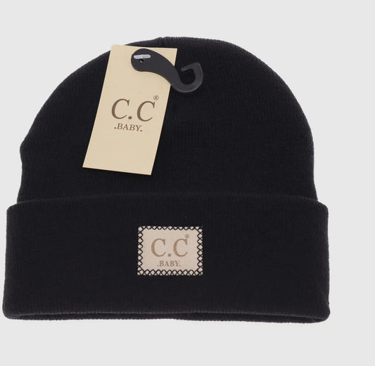 Baby Classic Oversized Logo C C Beanie- Black