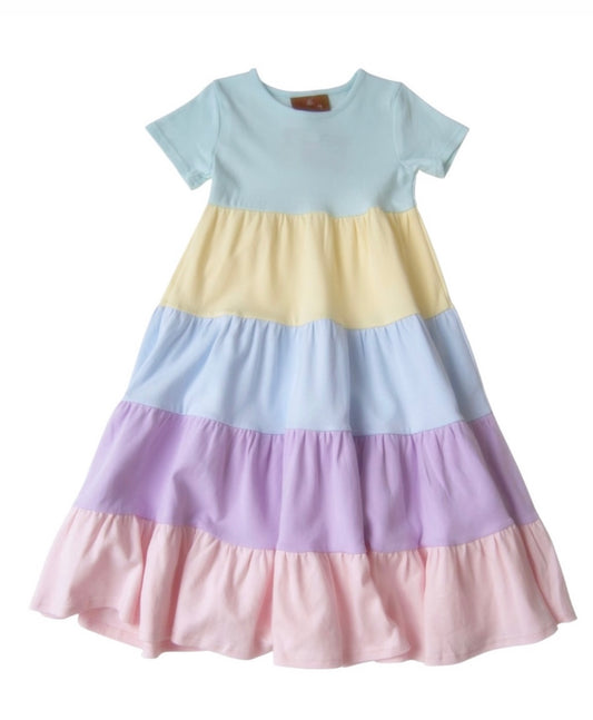 Pastel Colorblock Maxi Dress