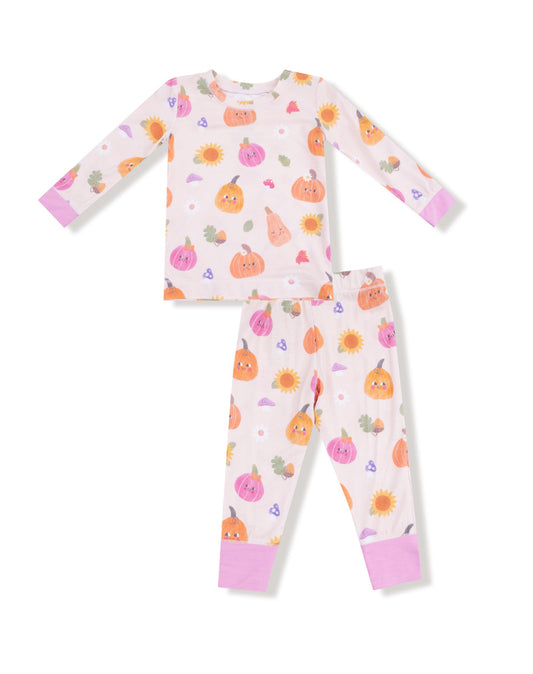 Autumn Pumpkins-Pink-L/S Lounge Set