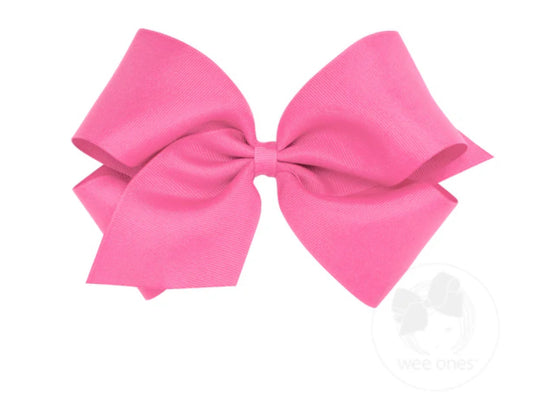 Hot Pink- King Classic Grosgrain Hair Bow (Plain Wrap)