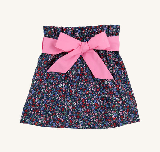 Beasley Bow Skirt-Broadcloth-Fairfax Farm Floral/Hamptons Hot Pink