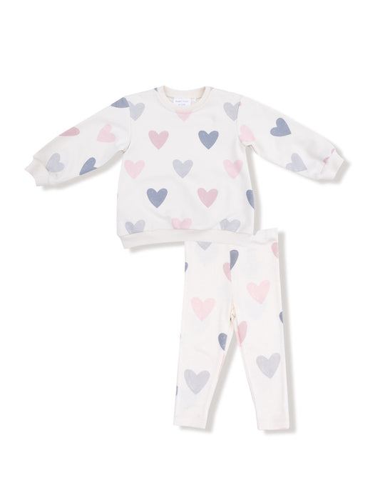 Hearts French Terry Puffy L/S Oversized Sweatshirt, Legging