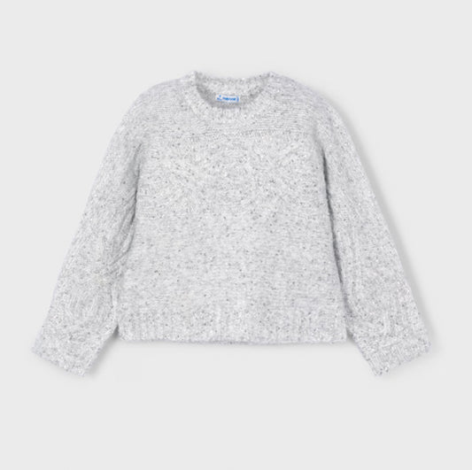 Girl Knit Sweater- Silver Blend