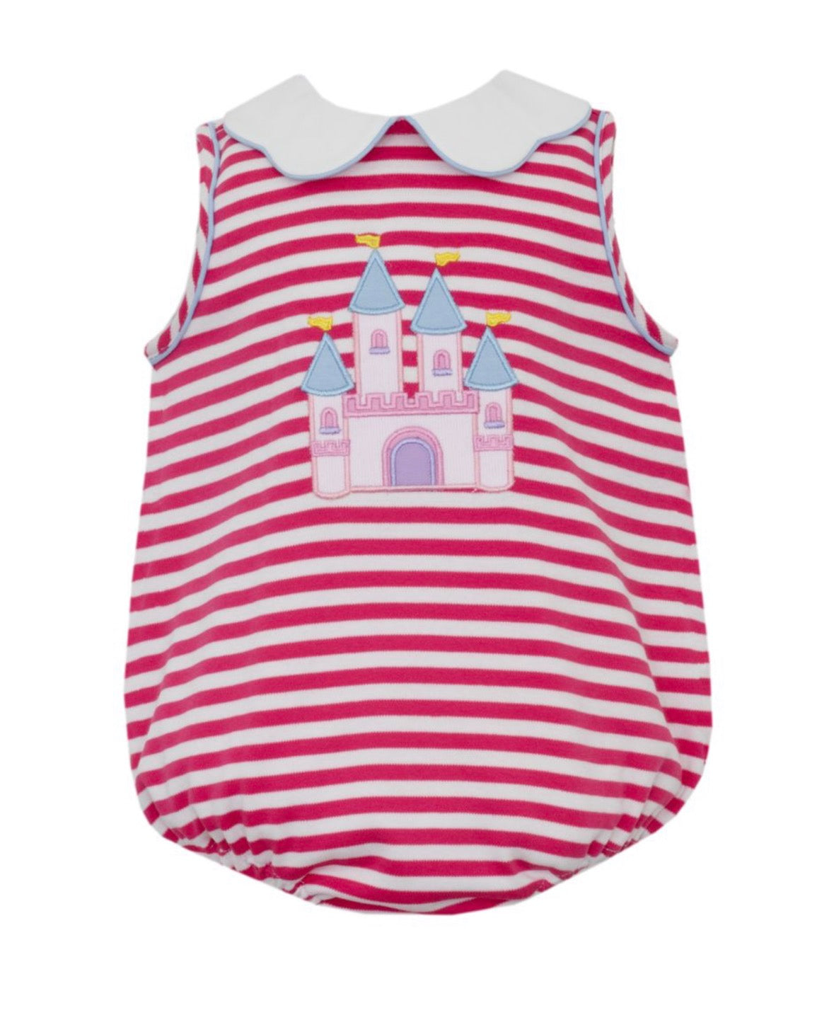 FAIRYTALE CASTLE- Hot Pink Knit Stripe Bubble w / Collar