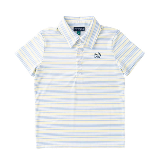 Boys' Short Sleeve Pro Performance Polo- Yellow Pear Windsurfer Stripe