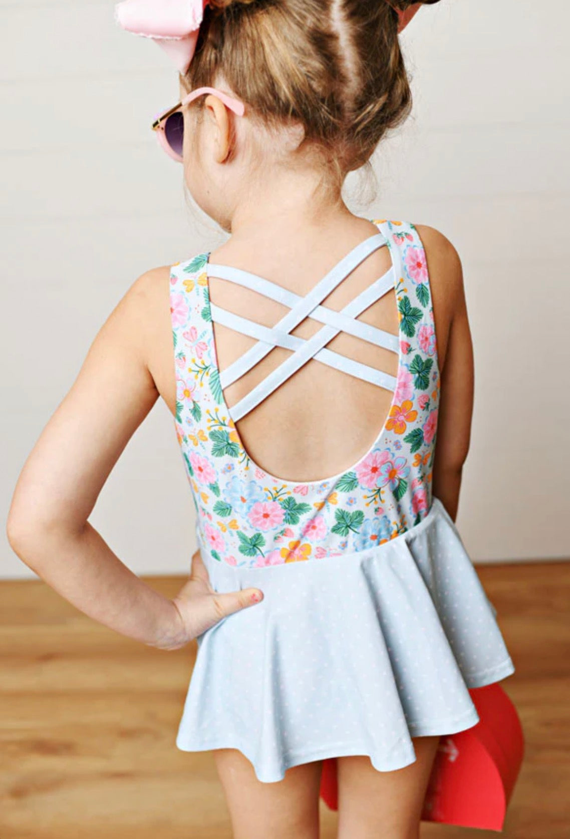 Girls Floral & Polka Dot One-Piece