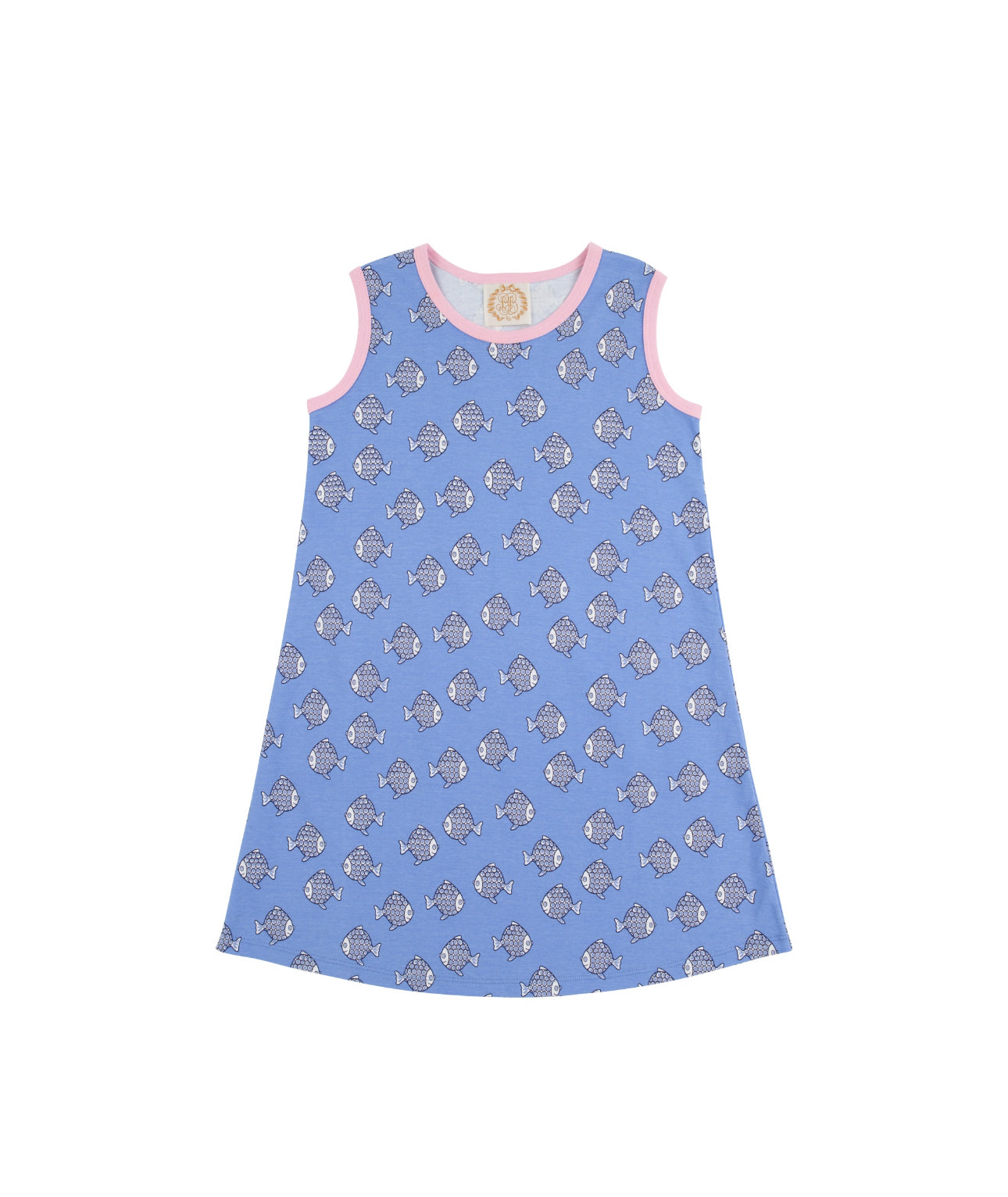 Sleeveless Polly Play Dress-Little Fishies, Pier Party Pink