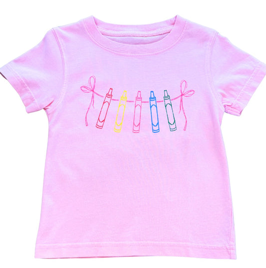SS Pink Crayons with Bows T-Shirt