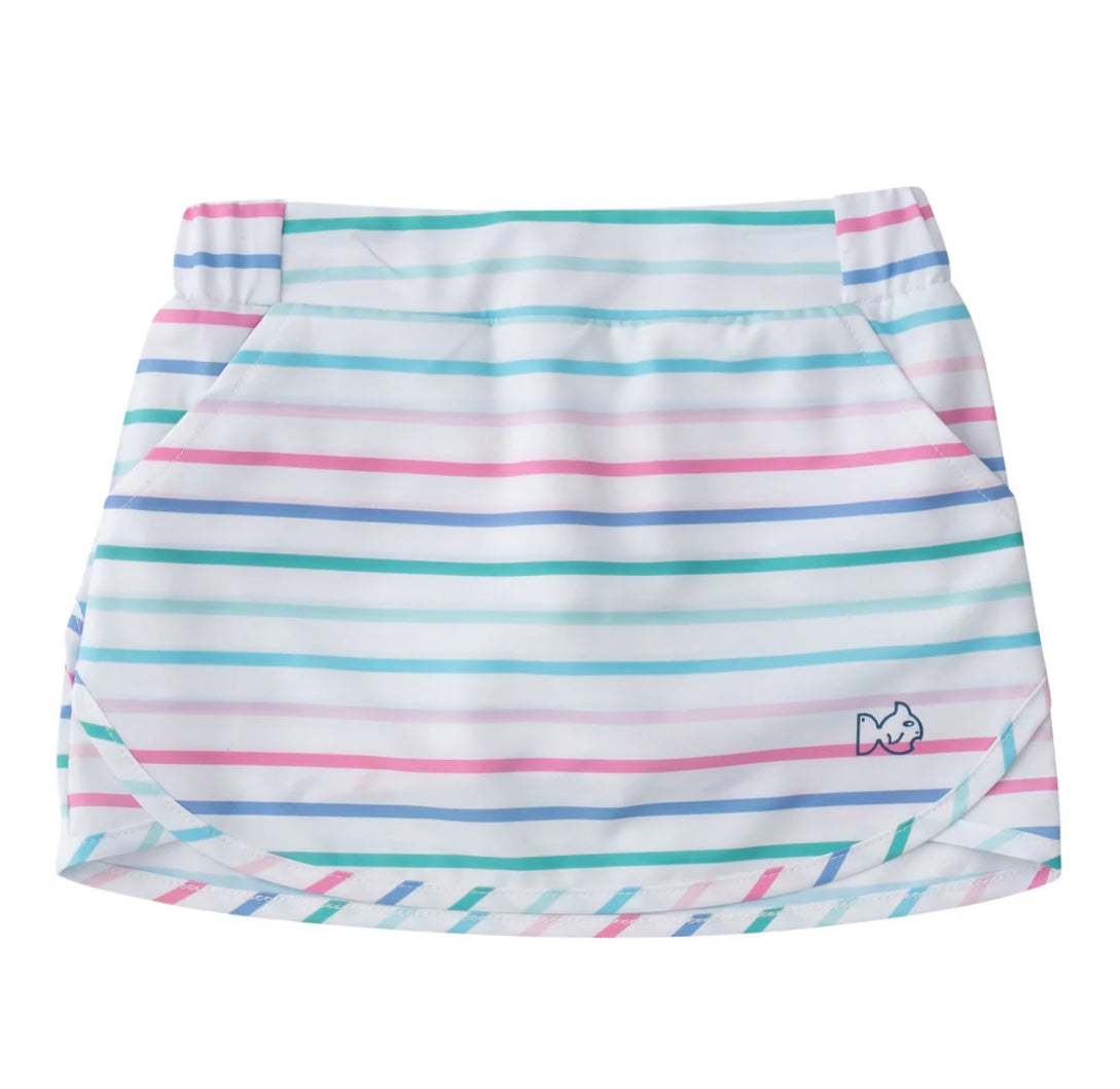 Girls’ Carolina Catch Skort in Fuchsia Pink Multicolor Stripe