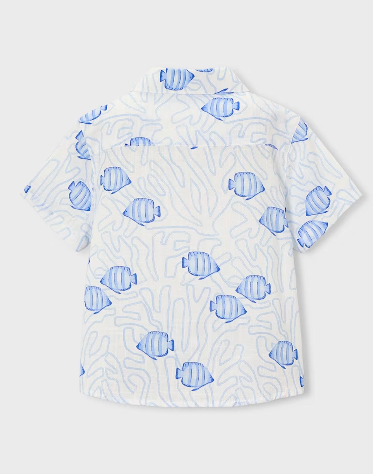 Boys Printed White and Blue Fish
