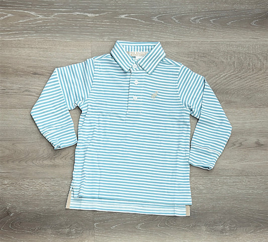 Prim and Proper Polo L/S-Barrington Blue Stripe/Keeneland Khaki