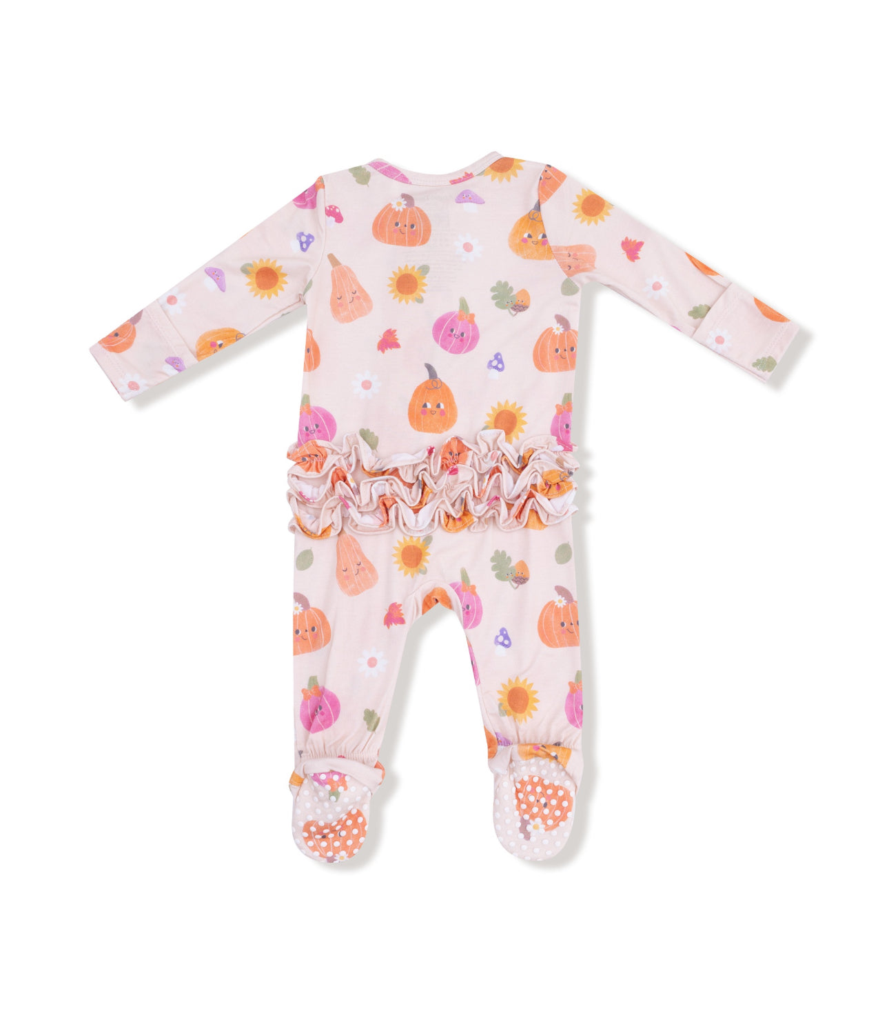 Autumn Pumpkins- 2 Way Zipper Ruffle Back Footie