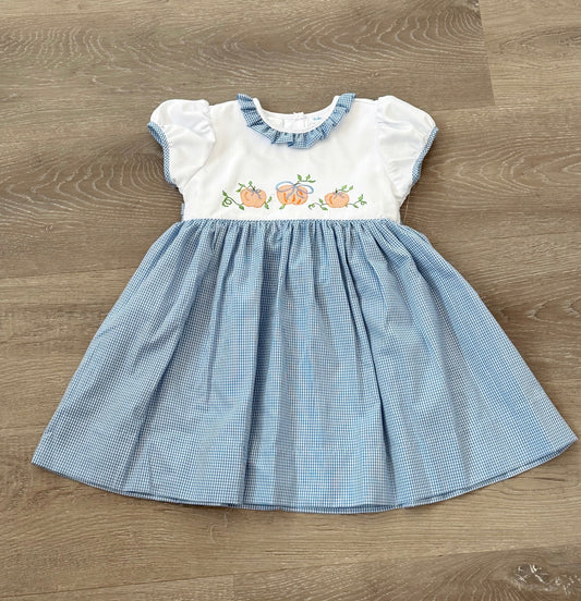 Embroidered Pumpkin Trio Dress, Ruffle Collar